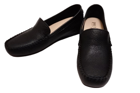 【PRETA flex P1101 ブラック】本革レザープレーンモカシンシューズ